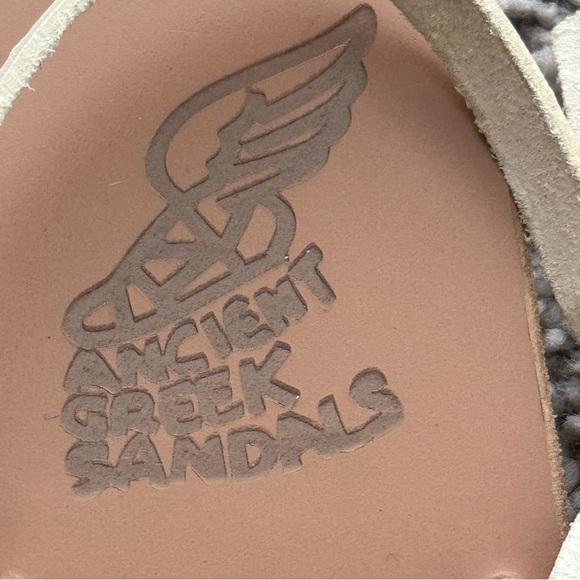 Ancient Greek Sandals Leather Cream Blue Jewel Accent Sz 8 EUR 38 Boho Gypsy - Picture 11 of 14